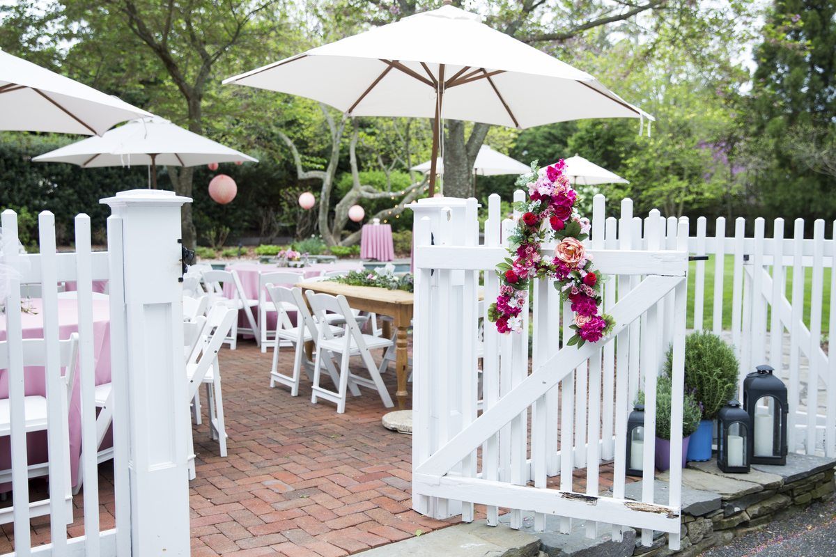 Charming garden baby shower setup