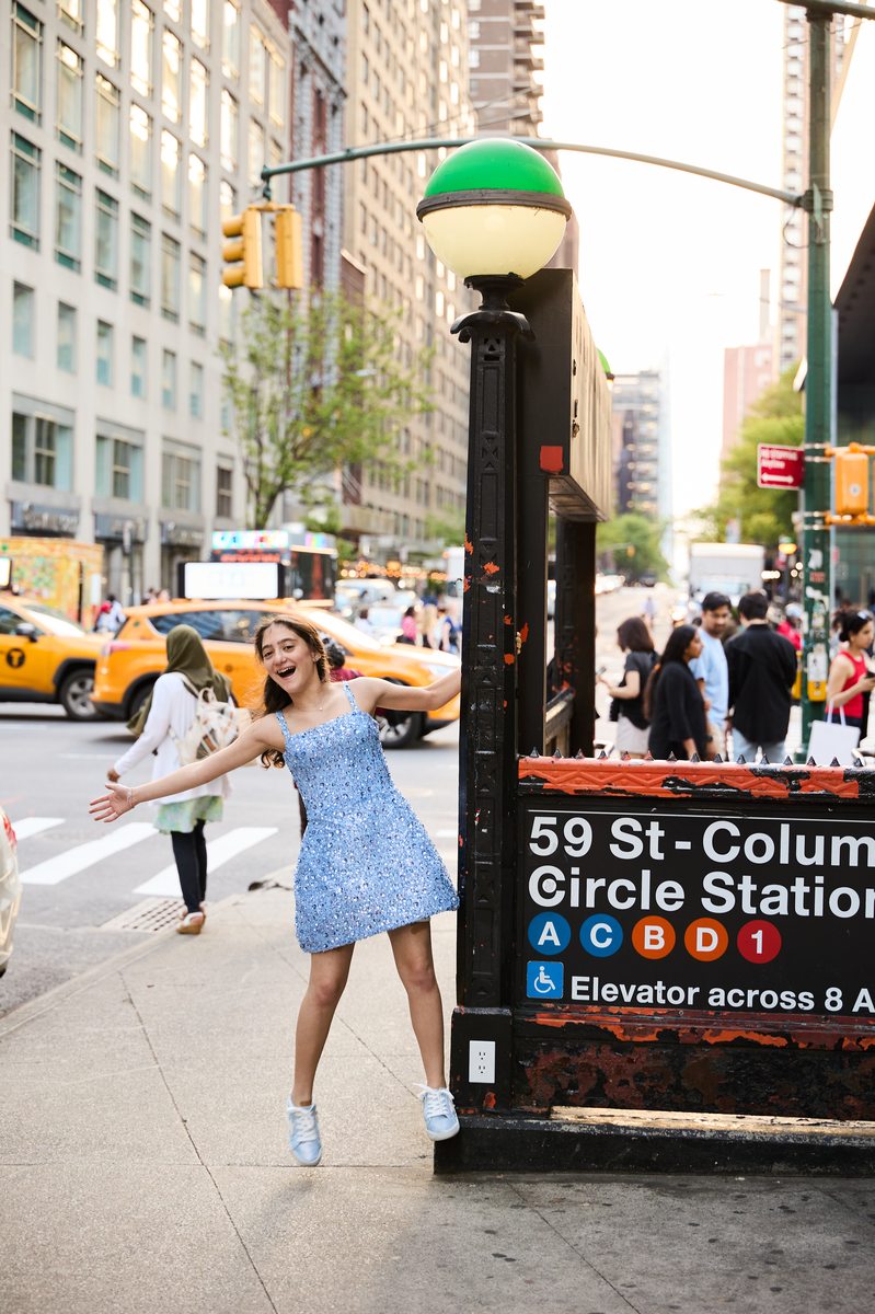 Bat mitzvah portrait at Columbus Circle