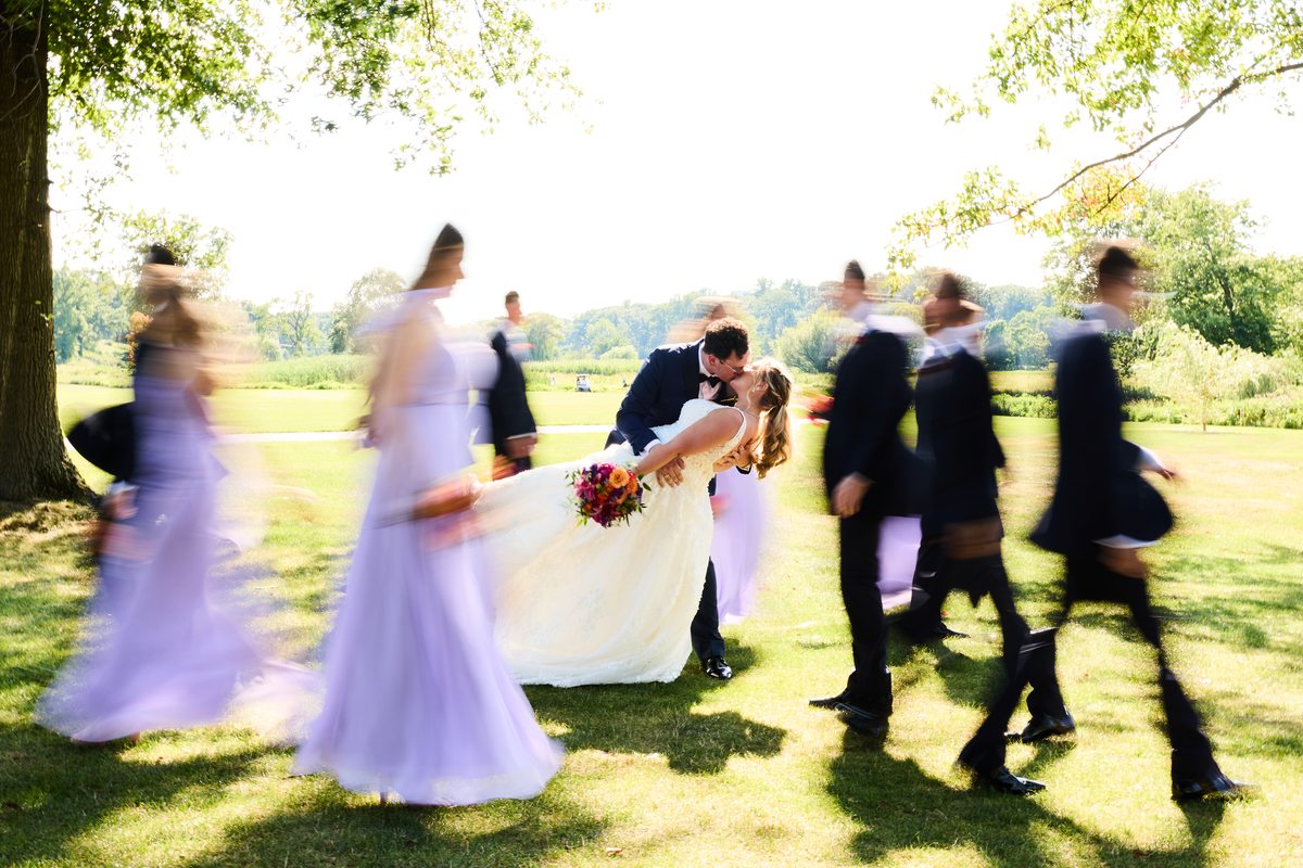 Bridal party editorial motion blur