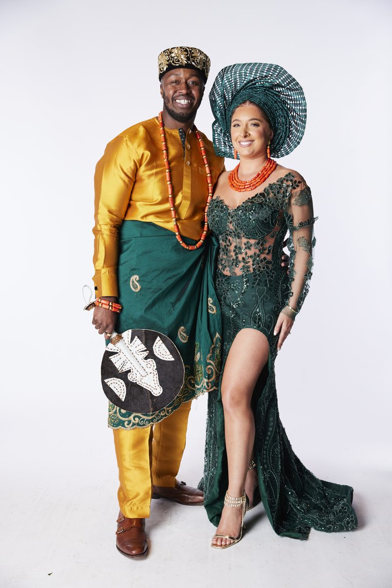 Couple in traditional wedding attire